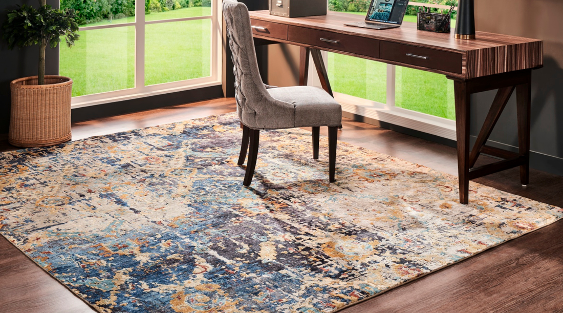 area rug in home office setting